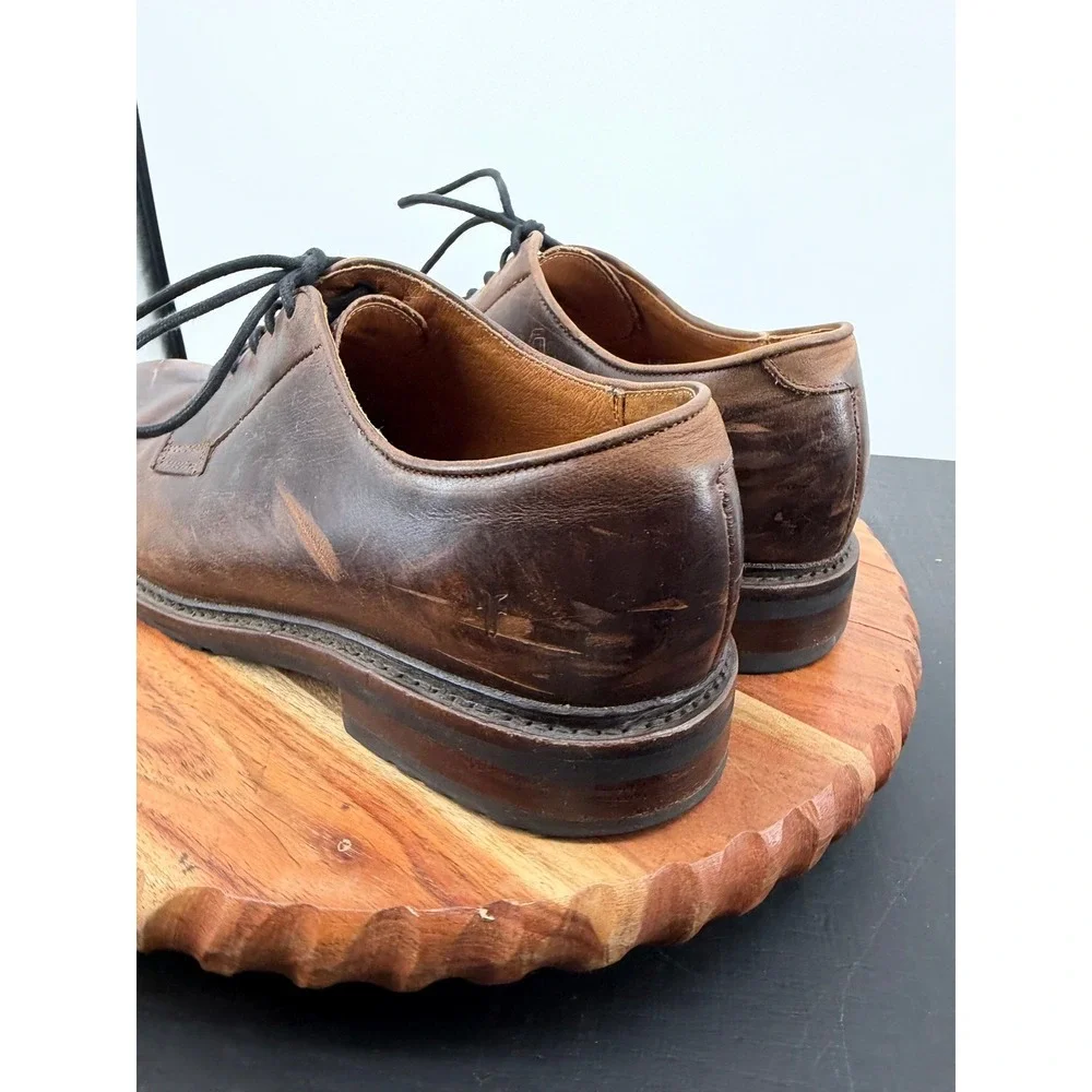 Frye James Lug Oxford Shoes Mens 11 D Dark Brown Leather Distressed Derby